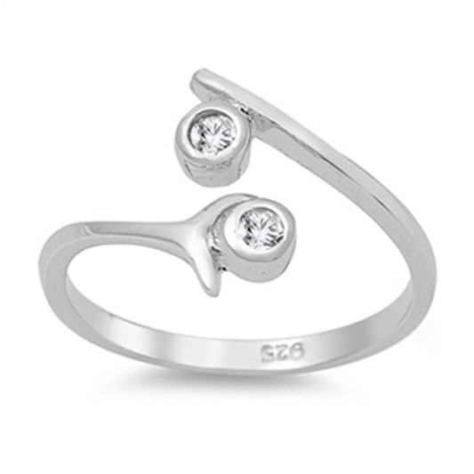 Sterling Silver Cute Clear CZ Toe Ring Adjustable Fashion Midi Band .925 New