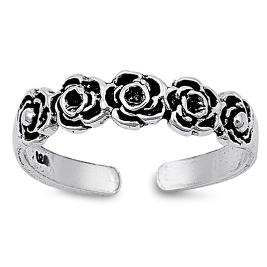 Flower Rose .925 Sterling Silver Toe Ring