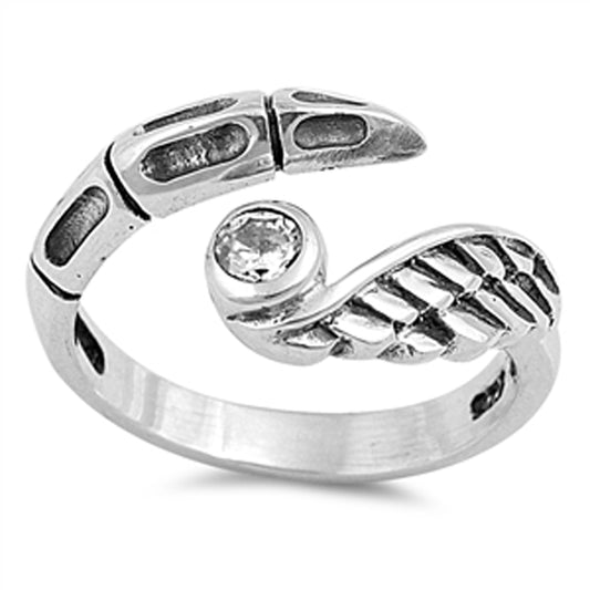 Sterling Silver Cute Clear CZ Wing & Claw Toe Ring Adjustable Midi Band .925 New