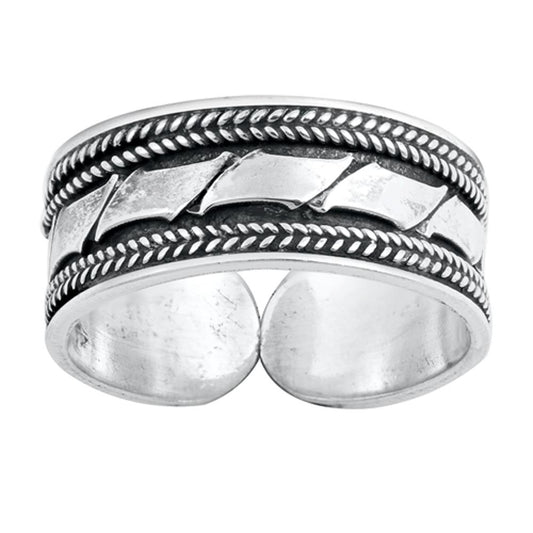 Sterling Silver Beautiful Bali Style Toe Ring Cute Adjustable Midi Band 925 New