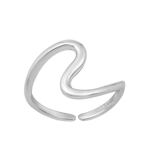 Sterling Silver Fashion Abstract Toe Ring Adjustable Midi Fashion Band 925 New