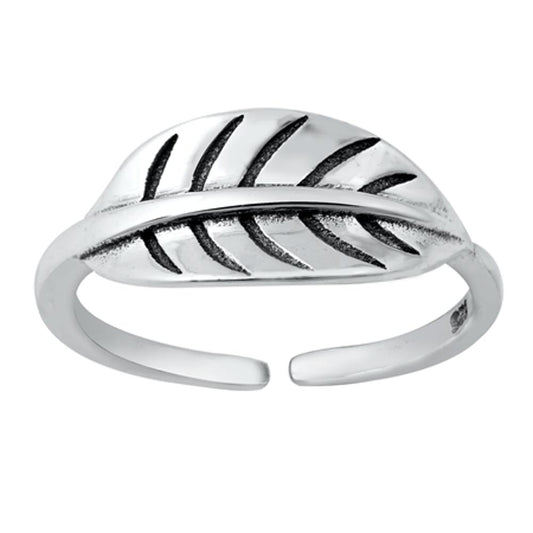 Sterling Silver Cute Leaf Toe Ring Adjustable Midi Fashion Band 925 New