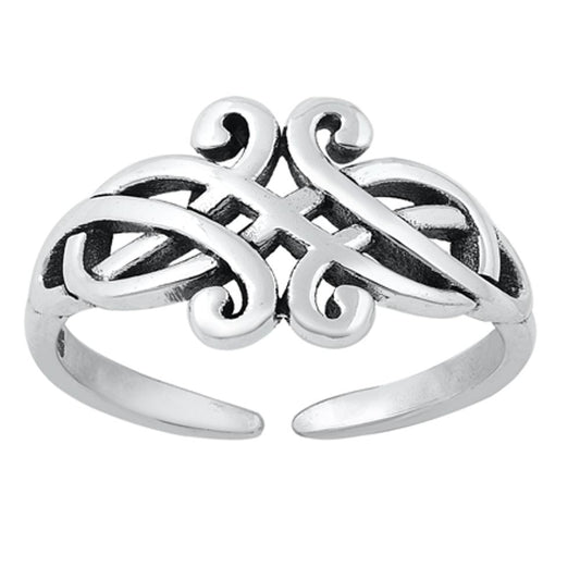 Sterling Silver Fashion Celtic Knot Infinity Toe Ring Adjustable Midi Band 925