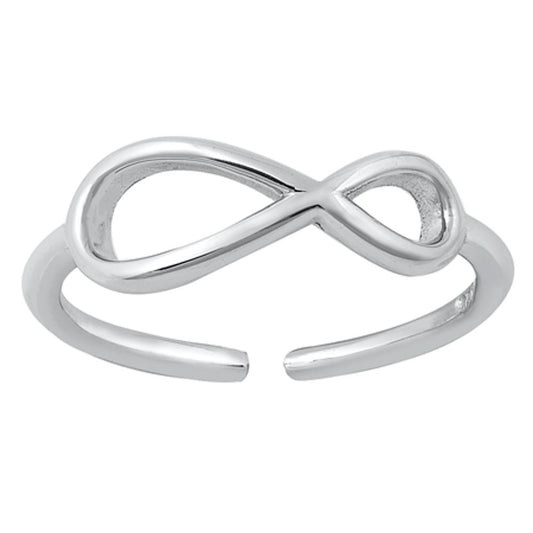 Sterling Silver Beautiful Infinity Toe Ring Adjustable Fashion Midi Band 925 New