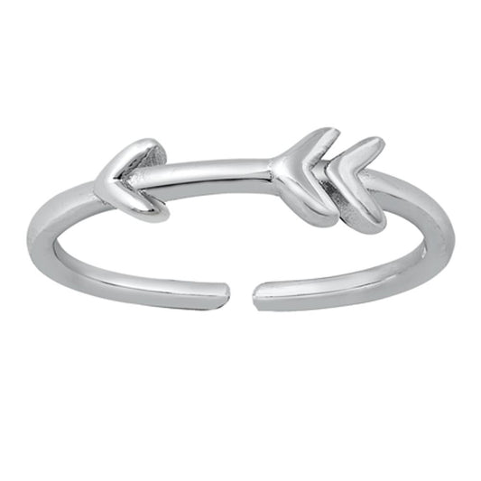 Sterling Silver Polished Arrow Toe Ring Adjustable Midi Fashion Band 925 New