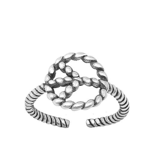 Sterling Silver Fashion Oxidized Peace Sign Toe Ring Adjustable Midi Band 925