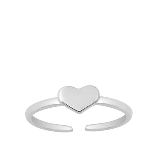 Sterling Silver Polished Heart Ring Cute Toe Midi Adjustable Love Band 925 New