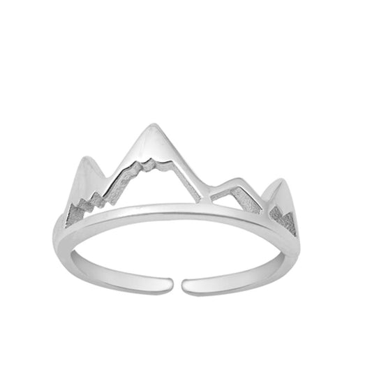 Sterling Silver Promise Mountain Range Toe Ring Adjustable Midi Band 925 New