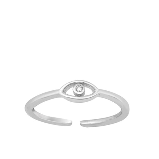 Sterling Silver Wholesale Clear CZ Eye Toe Ring Adjustable Midi Band 925 New