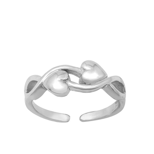 Sterling Silver Classic Woven Heart Infinity Toe Ring Adjustable Midi Band 925