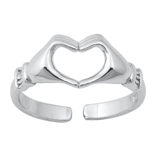 Sterling Silver Cute Simple Heart Hands Toe Ring Love Romantic Band 925 New