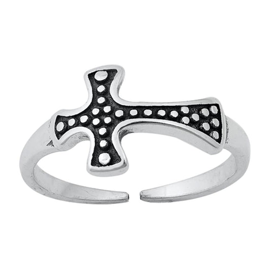 Sterling Silver Oxidized Promise Sideway Cross Band Bali Toe  Midi Ring 925 New