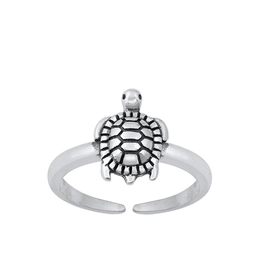 Sterling Silver Oxidized Cute Turtle Band Ocean Animal Toe Ring 925 New