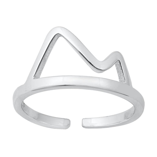 Sterling Silver Classic Mountain Outline Toe Ring Adjustable Midi Band 925 New