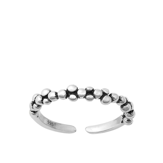 Sterling Silver Unique Repeating Circle Bubble Ring Midi Toe Adjustable Band