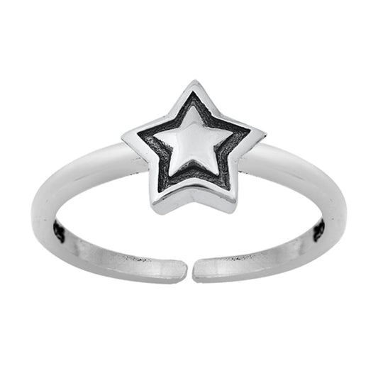 Sterling Silver Unique Oxidized Star Toe Ring Simple Astrological 925 New