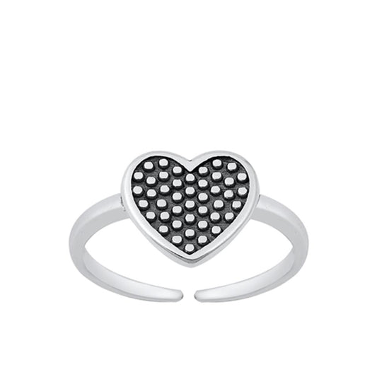 Sterling Silver Cute Oxidized Polka Dot Band Heart Toe Midi Love Ring 925 New