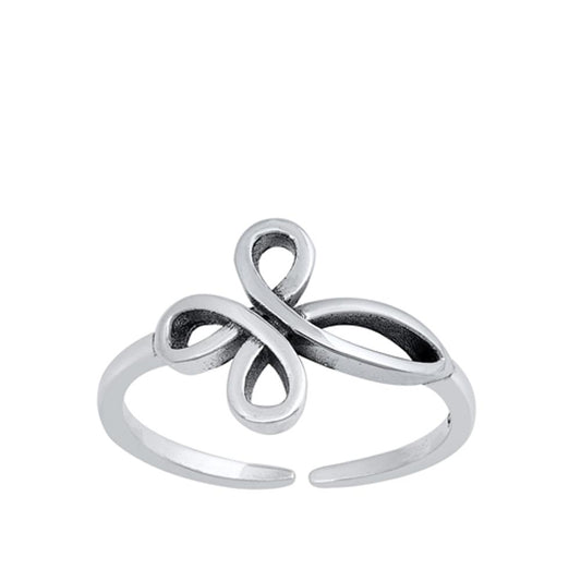 Sterling Silver Wholesale Infinity Cross Toe Ring Adjustable Christian Midi Band