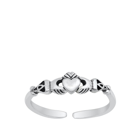 Sterling Silver Wholesale Claddagh Toe Ring Adjustable Celtic Midi Band .925 New