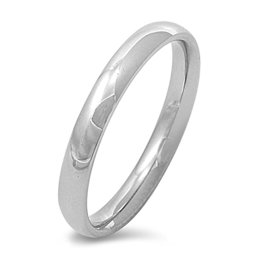 Stainless Steel Band Polished Plain Wedding Ring 316L Surgical 3mm Sizes 3-15