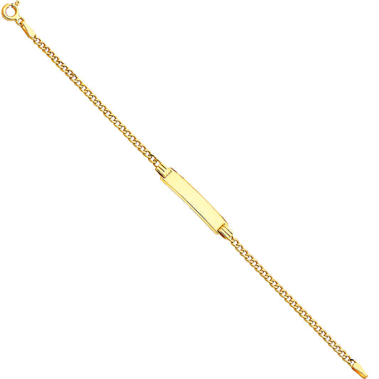 14k Yellow Gold 6" Diamond-Cut Hollow Curb ID Bracelet High Polished