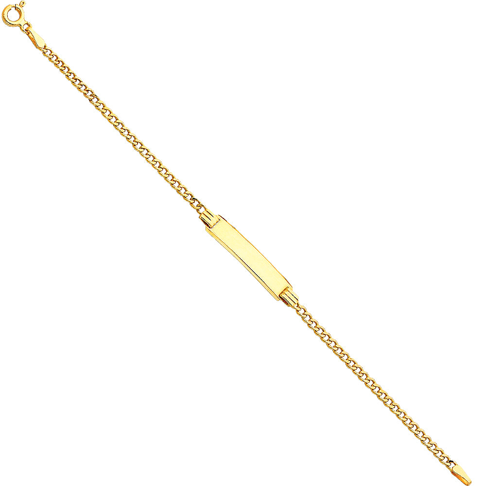 14k Yellow Gold 6" Diamond-Cut Hollow Curb ID Bracelet High Polished