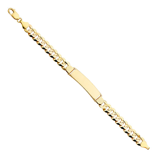 14k Yellow Gold 8.5" Diamond-Cut Miami Cuban Curb ID Bracelet Lobster Clasp