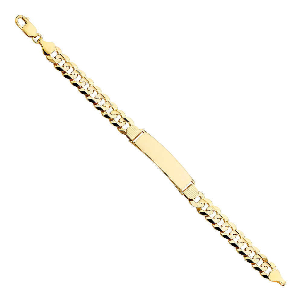 14k Yellow Gold 8.5" Diamond-Cut Miami Cuban Curb ID Bracelet Lobster Clasp