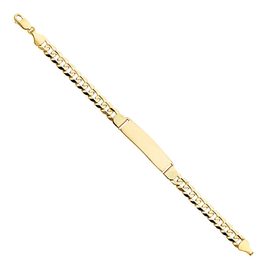 14k Yellow Gold 8.5" Diamond-Cut Miami Cuban Curb ID Bracelet Lobster Clasp