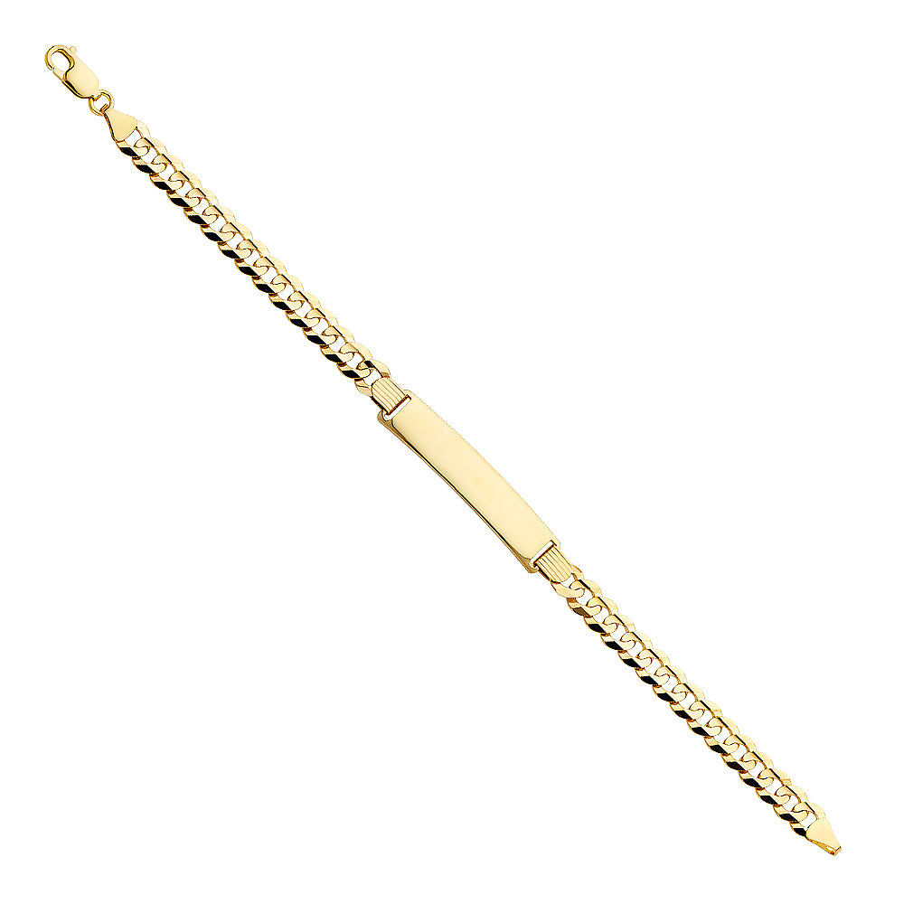 14k Yellow Gold 8.5" Diamond-Cut Miami Cuban Curb ID Bracelet Lobster Clasp