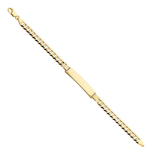 14k Yellow Gold 8.5" Diamond-Cut Miami Cuban Curb ID Bracelet Lobster Clasp