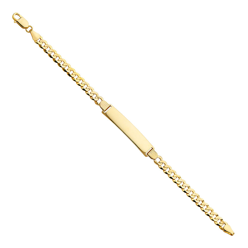 14k Yellow Gold 8" Diamond-Cut Miami Cuban Curb ID Bracelet Lobster Clasp