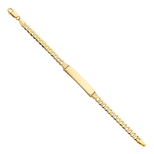 14k Yellow Gold 8" Diamond-Cut Miami Cuban Curb ID Bracelet Lobster Clasp