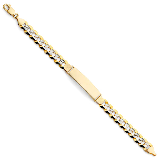 14k Yellow Gold 8.5" Miami Cuban Curb Chain Diamond-Cut Pave ID Bracelet