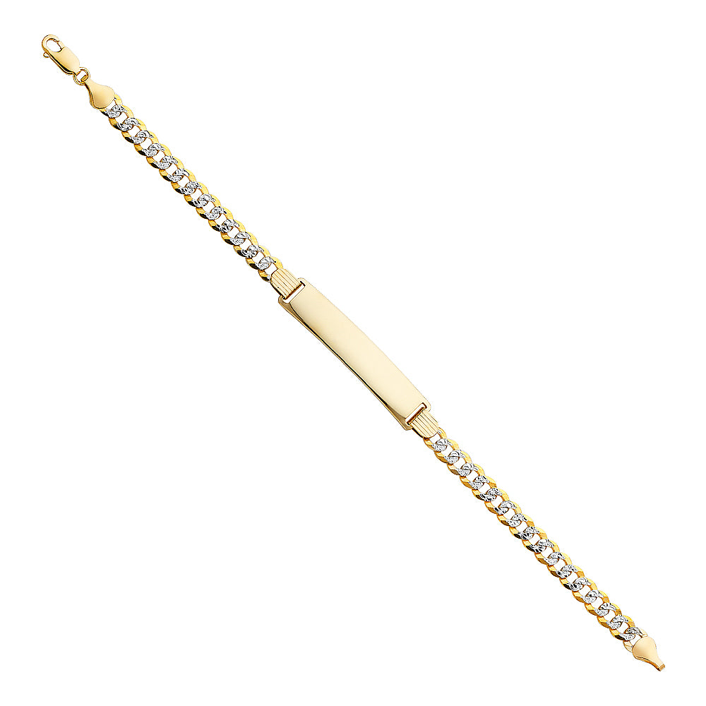 14k Yellow Gold 8" Miami Cuban Curb ID Bracelet Diamond-Cut Pave High Polished