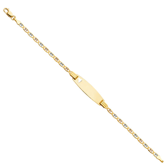 14k Yellow White Rose Gold Valentino 6" ID Bracelet w/ Heart Tri Color Polished