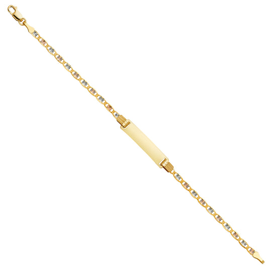 14k Yellow White Rose Gold Valentino 6" ID Bracelet w/ Heart Tri Color Polished
