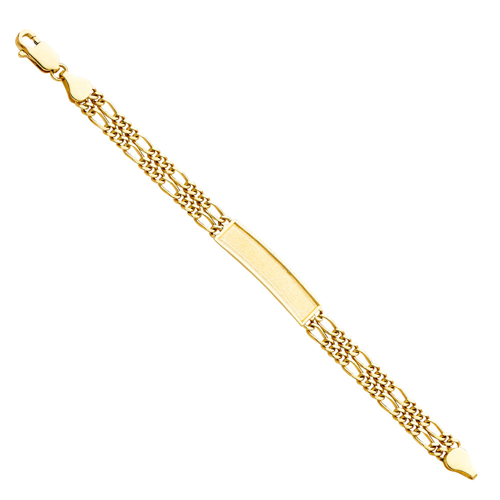 14k Yellow Gold Double Figaro 6" ID Bracelet Diamond-Cut High Polished Chain