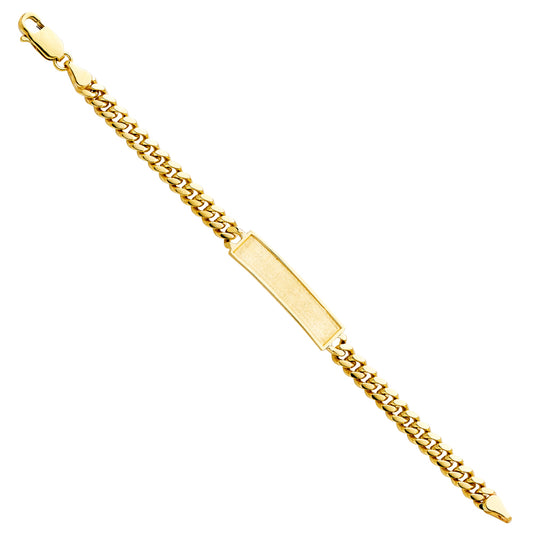 14k Yellow Gold 6" Miami Cuban Curb Chain ID Bracelet Lobster Clasp High Polish