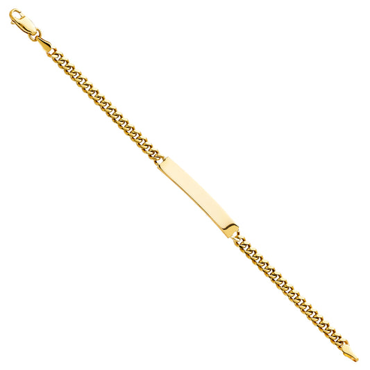 14k Yellow Gold 6" Miama Cuban Curb Chain Diamond-Cut ID Bracelet Lobster Clasp