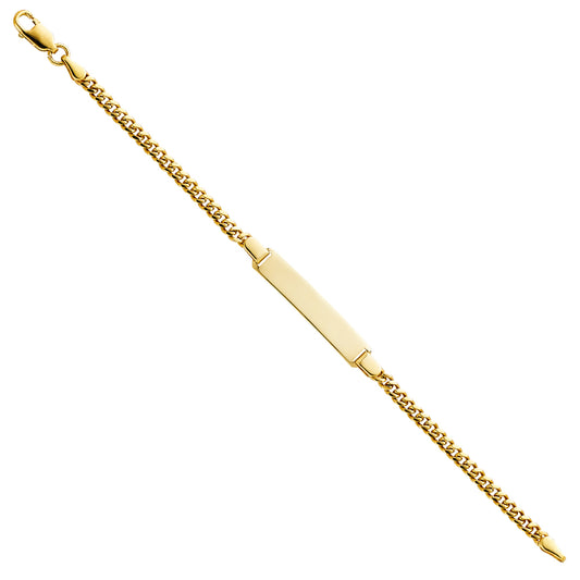 14k Yellow Gold 6" Miama Cuban Curb Chain Diamond-Cut ID Bracelet Lobster Clasp