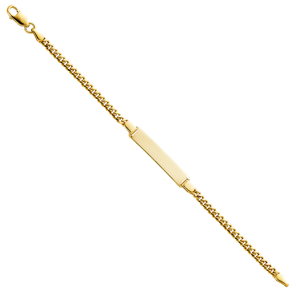 14k Yellow Gold 6" Miama Cuban Curb Chain Diamond-Cut ID Bracelet Lobster Clasp