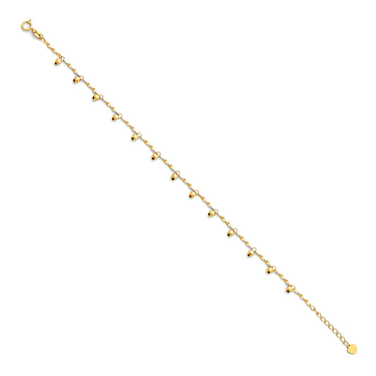 14k Yellow Gold 9" + 1" Extension Twist Style Chain w/ Balls Bracelet Anklet