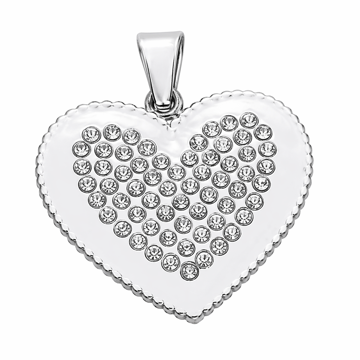 Stainless Steel Heart Love Clear CZ Pendant