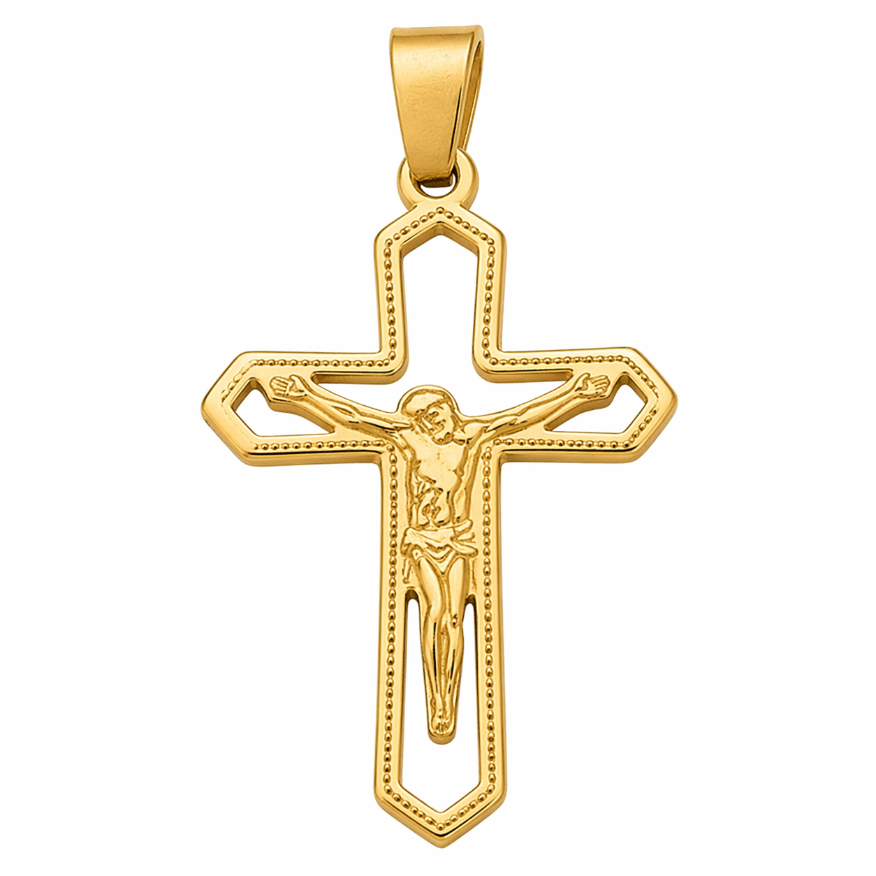18k Gold PVD Stainless Steel Crucifix Cross Pendant