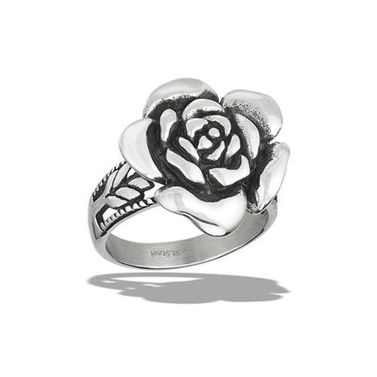 Stainless Steel Rose Ring