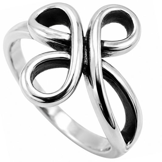 Stainless Steel Sideways Cross Infinity Knot Forever Love Ring