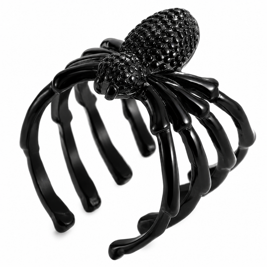 Black PVD Stainless Steel Spider Halloween Creepy Animal Ring