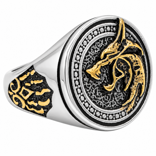 18k Gold PVD Stainless Steel Egyptian Anubis Wepwawet Animal Ring