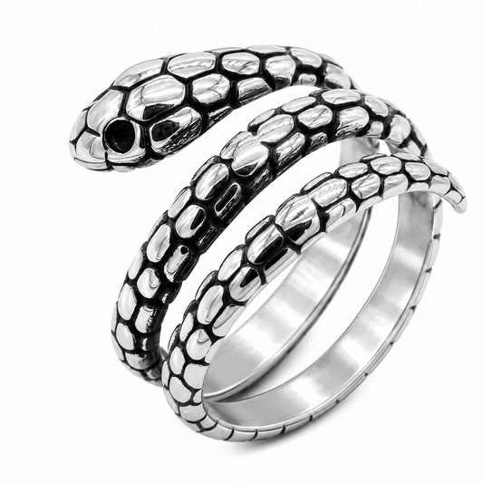 Stainless Steel Snake Coil Animal Serpent Ring
